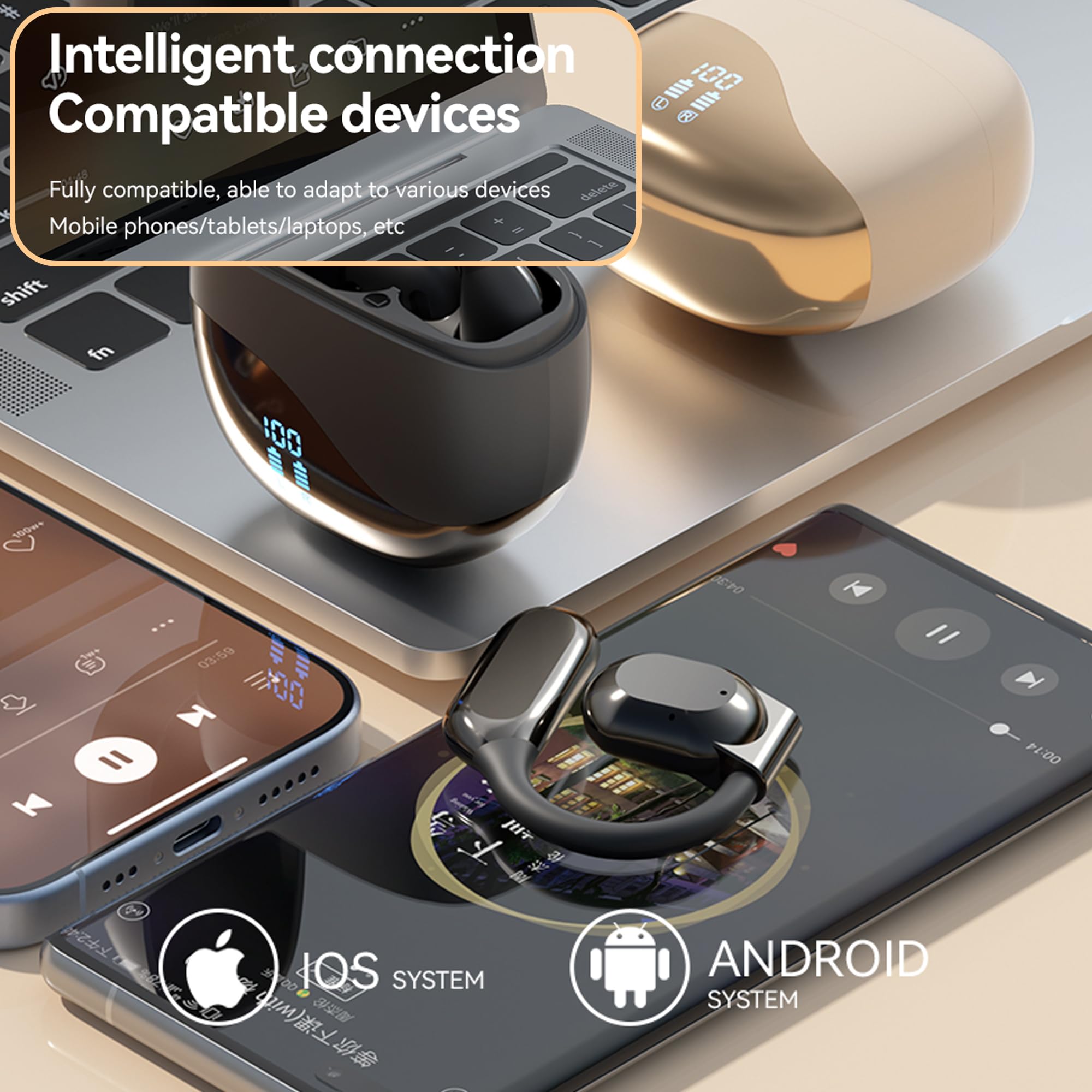 Ai Translation Earbuds Real Time, Wireless Bluetooth Ear Buds Translator, Language Translating Headphones,Hifi Sound,144 Languag